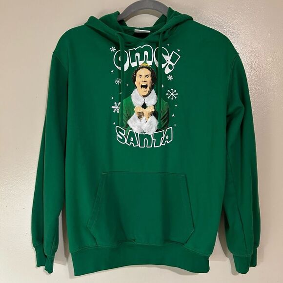 ELF Tops - OMG! SANTA elf Hoodie Juniors Size M(7-9) Green
